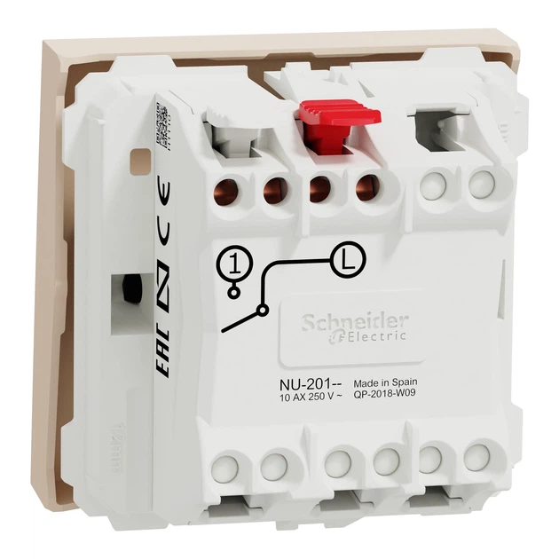Выключатель одноклавишный Schneider Electric Unica New 2 модуля бежевый NU320144 - изображение 7