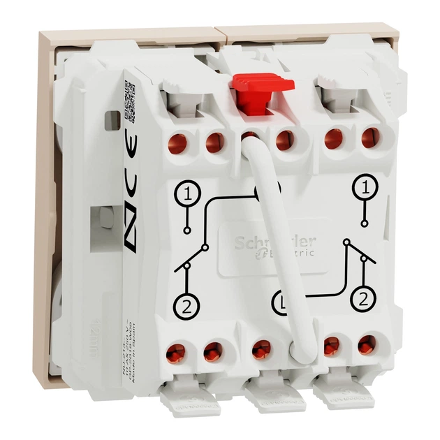 Переключатель двухклавишный Schneider Electric Unica New 2 модуля бежевый NU321344 - изображение 7