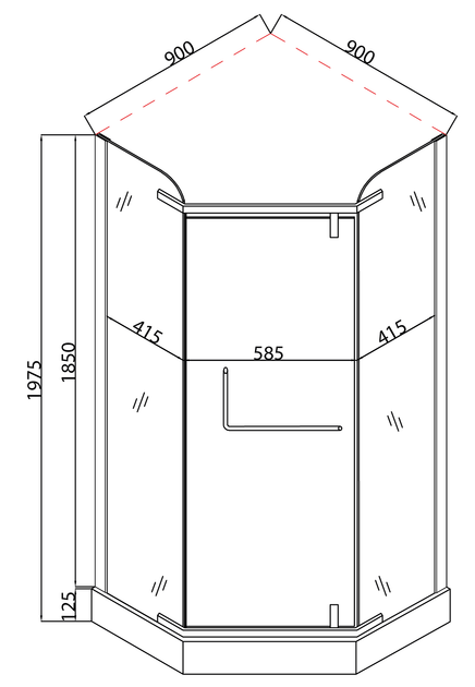 Душова кабіна з низьким піддоном Mixxus LINES SCT01-90x90x198-TR CHROME прозоре скло 6мм (MI6913) - зображення 6