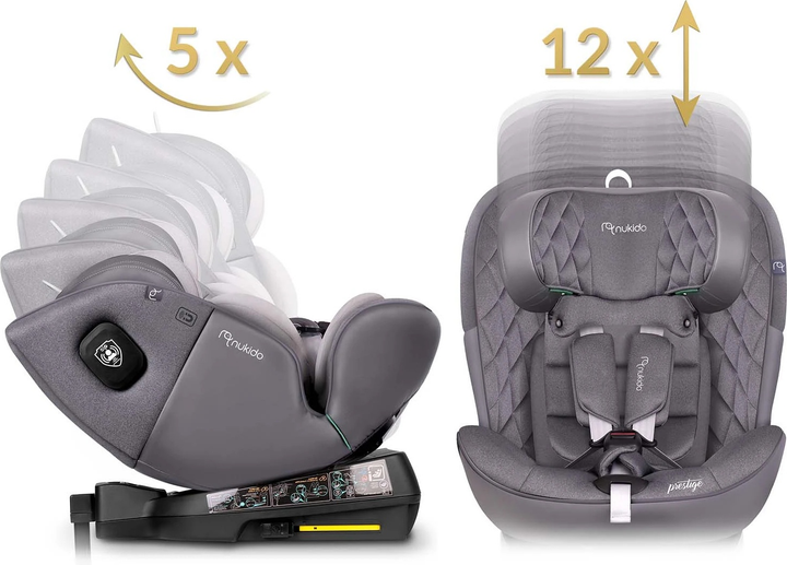Fotelik samochodowy Nukido Prestige Line 0-36 kg ISOFIX Szary (5903890626679) - obraz 7
