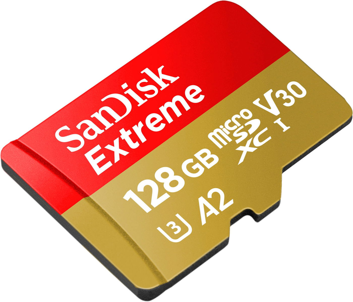 Карта памяти SANDISK Extreme microSDXC 128GB UHS-I U3 V30 + SD-адаптер (SDSQXAA-128G-GN6AA) - Фото 4 Карта памяти SANDISK Extreme microSDXC 128GB UHS-I U3 V30 + SD-адаптер (SDSQXAA-128G-GN6AA) - изображение 4