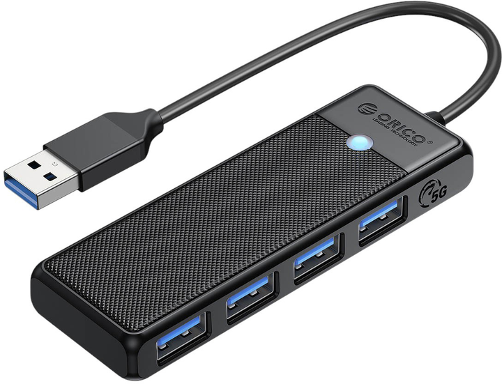 Hub USB Orico 4 x USB-A 3.0 5Gbps (PAPW4A-U3-015-BK-BP) - obraz 1