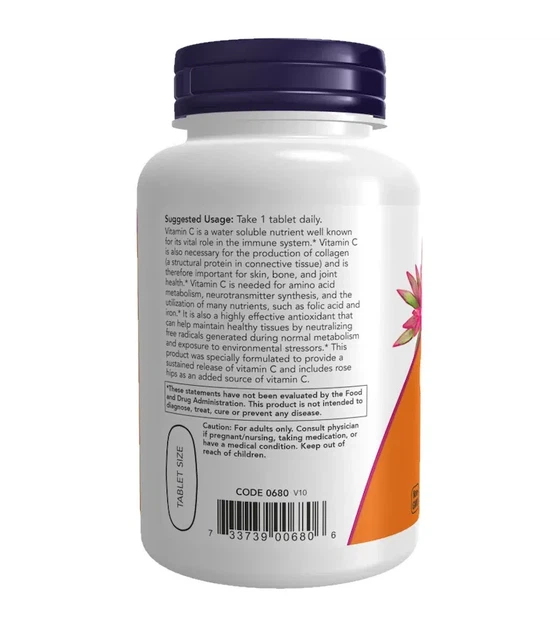 Витамин C с шиповником Now Foods (Vitamin C With Rose Hips) 1000 мг 100 таблеток - изображение 3