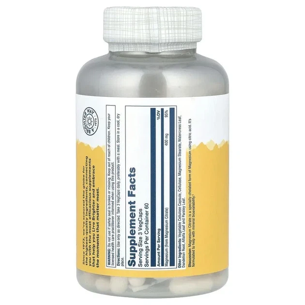 Цитрат магния Solaray (Magnesium Citrate) 400 мг 180 капсул - изображение 2