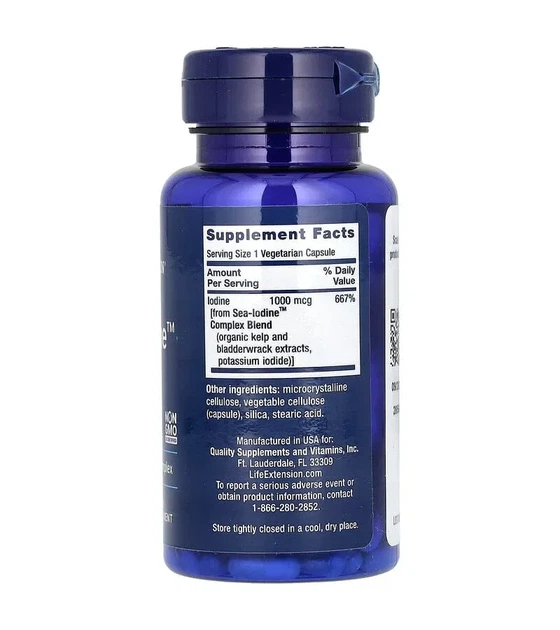 Морской йод, Sea-Iodine, Life Extension, 1000 мкг, 60 растительных капсул - изображение 2