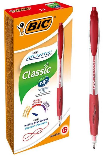 Набір ручок BIC Atlantis Classic Medium 1.0 мм 12 шт Red (3086123001329) - зображення 2