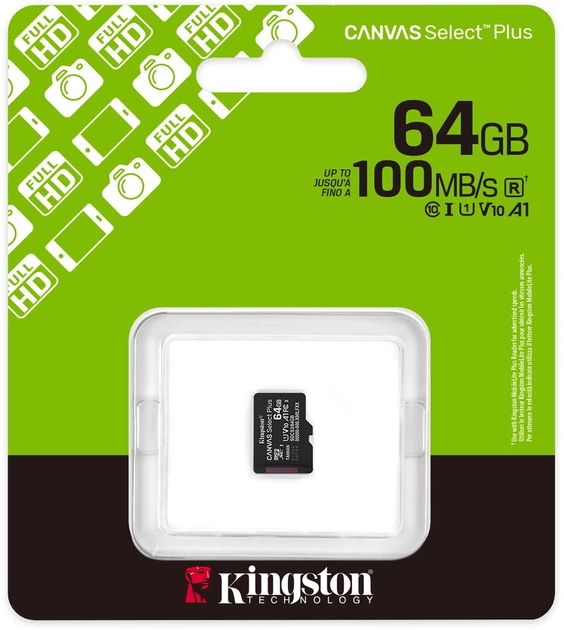 Карта памяти Kingston Canvas Select Plus microSDXC 64GB UHS-I U1