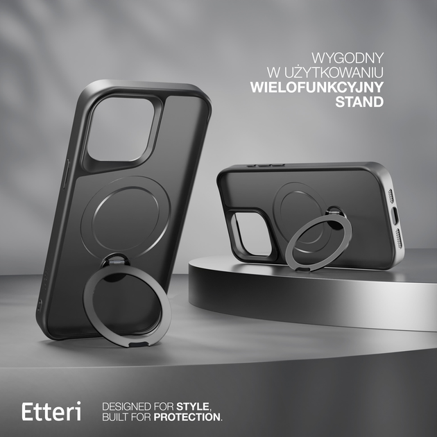 Etui plecki Etteri Matt Mag Ring do Apple iPhone 14 Pro 6.1 Black (GSM190644) - obraz 6