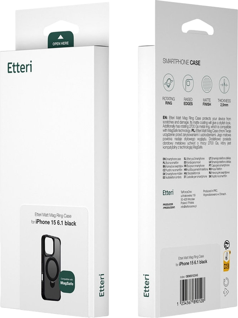 Etui plecki Etteri Matt Mag Ring do Apple iPhone 15 6.1 Black (GSM190645) - obraz 5
