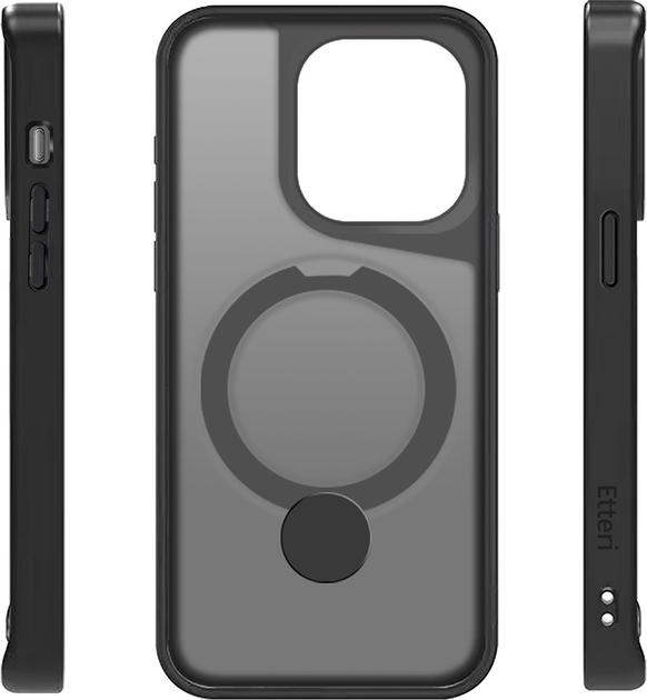 Etui plecki Etteri Matt Mag Ring do Apple iPhone 15 Pro 6.1 Black (GSM190646) - obraz 4