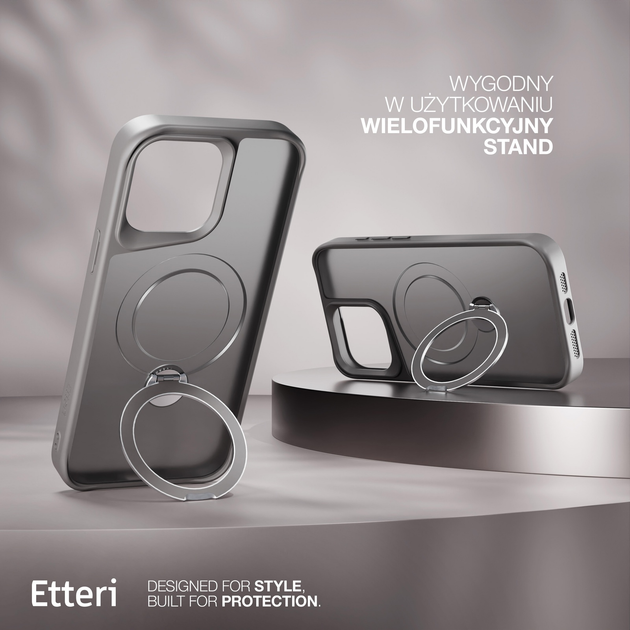 Etui plecki Etteri Matt Mag Ring do Apple iPhone 15 Pro 6.1 Grey (GSM190635) - obraz 6