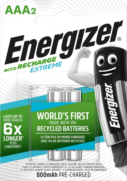 Akumulator Energizer Extreme AAA 800 mAh 2 szt. (7638900416862) - obraz 1