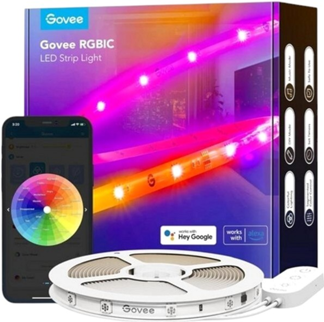 Inteligentna taśma LED Govee H612A Strip Light S With Protective Coating, 5 m, RGBICW, WI-FI/Bluetooth White (H612ACD1) - obraz 1