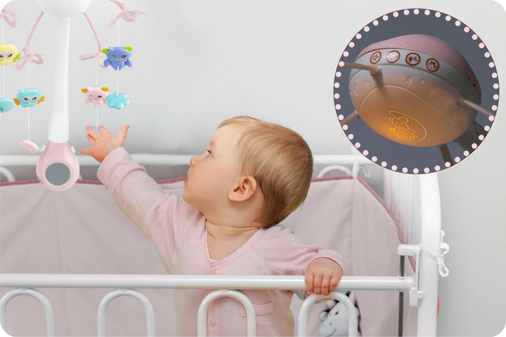 Karuzela do łóżeczka z projektorem RICOKIDS RK-813 Różowa (5903890607203) - obraz 6