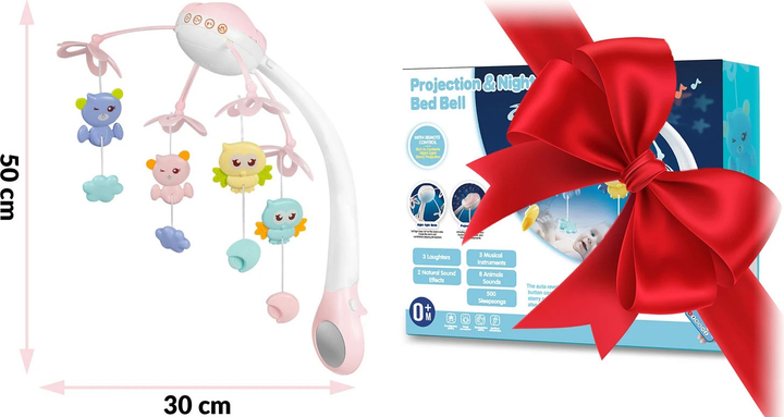 Karuzela do łóżeczka z projektorem RICOKIDS RK-813 Różowa (5903890607203) - obraz 8