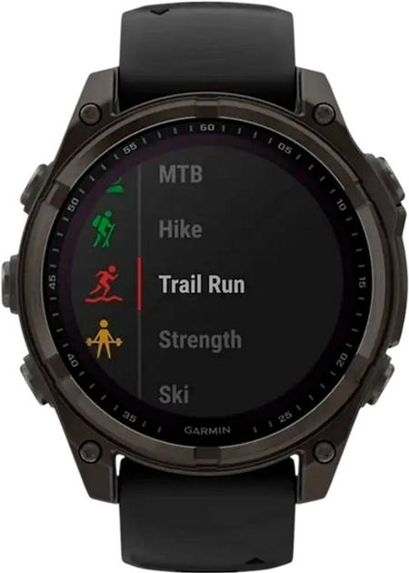 Smartwatch Garmin fenix 8 47mm Solar Sapphire Carbon Grey DLC titanium with Black and Pebble Grey Silicone Band (010-02906-11) - obraz 5