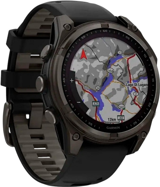 Smartwatch Garmin fenix 8 47mm Solar Sapphire Carbon Grey DLC titanium with Black and Pebble Grey Silicone Band (010-02906-11) - obraz 9
