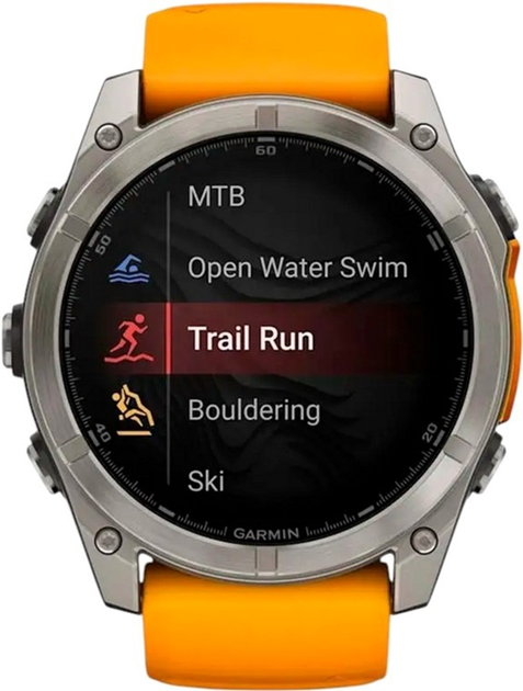 Smartwatch Garmin fenix 8 51mm AMOLED Sapphire Titanium with Spark Orange and Graphite Silicone Band (010-02905-11) - obraz 3