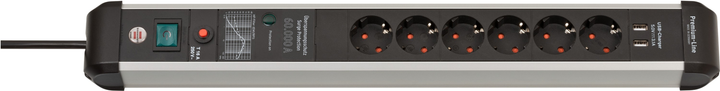 Мережевий фільтр Brennenstuhl 6 розеток з USB Type-A EMI/RFI фільтр 3 м (1391010610) - зображення 2