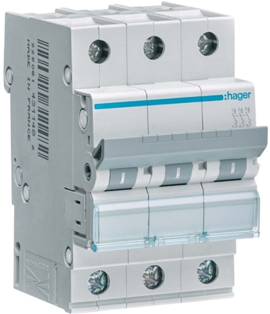 Wyłącznik automatyczny Hager 3p MCN363 C 63A 6kA - obraz 1