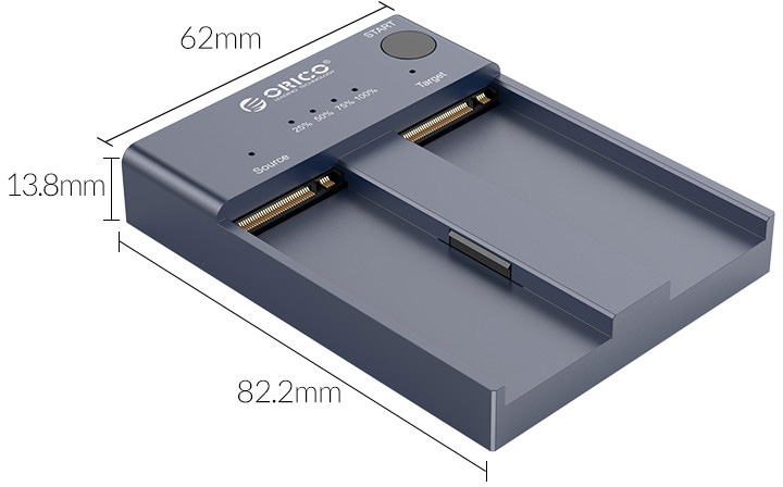 Станція клонування Orico для SSD 2x NVMe M.2 (M2P2-C3-C-EU-GY-BP) - зображення 4