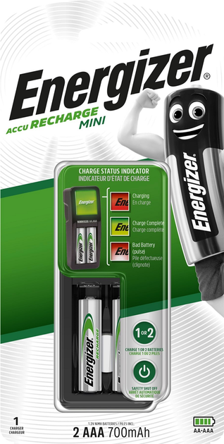 Зарядний пристрій Energizer CH2PC3 Mini EU+2 NH12/AAA 700 мАг (7638900421446) - зображення 1