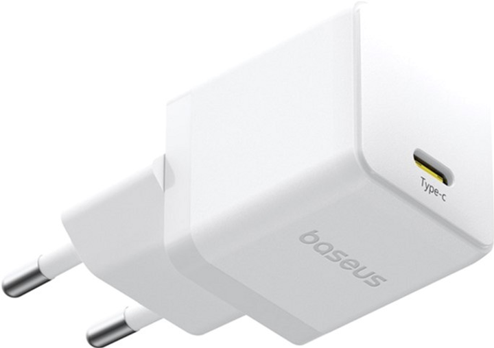 Ładowarka sieciowa Baseus Palm Fast Charger 1C 20W EU with Baseus Mini White Cable USB-C to USB-C 60W (20V/3A) 1 m Moon White (P10111602213-01) - obraz 2