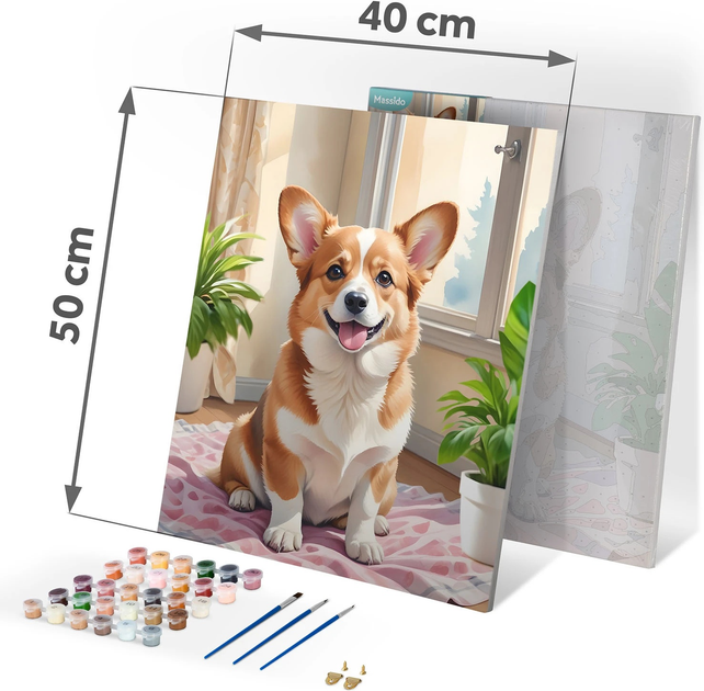 Malowanie po numerach Massido Piesek Corgi 40x50 cm (5903890623821) - obraz 9