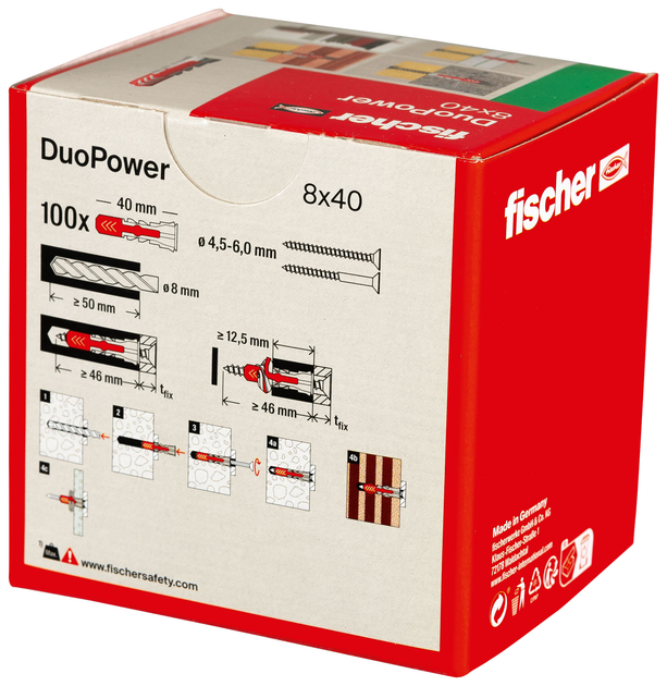 Дюбель Fischer DuoPower 8 х 40 мм 100 шт. (535455_Fischer) - зображення 3
