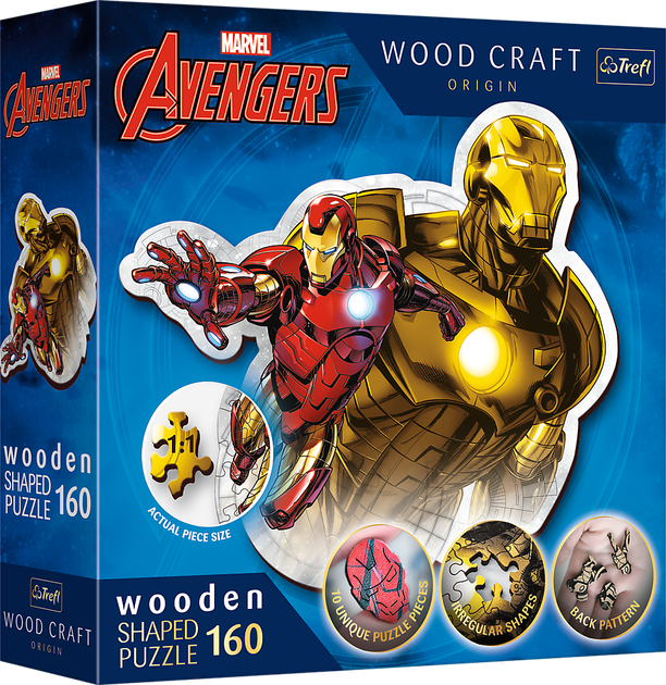 Пазл Trefl Wooden Marvel The Avengers Відважна залізна людина 160 елементів (5900511201833) - зображення 1