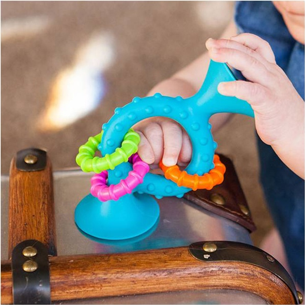 Grzechotka-gryzak Fat Brain Toys Pipsquigz Loops przyssawka sensoryczna 3+ m Niebieska (FA165-2) - obraz 2