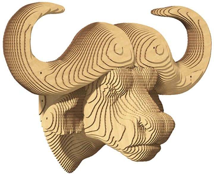 3D пазл-конструктор настінний Cartonic 3D Puzzle Buffalo Картонний (4820191133662) - зображення 1