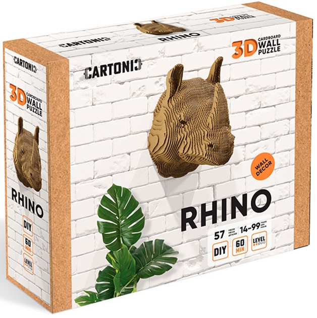 3D пазл-конструктор настінний Cartonic 3D Puzzle Rhino Картонний (4820191133686) - зображення 7