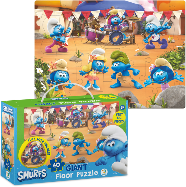 Puzzle DoDo Duże podłogowe The Smurfs Muzyka gra 40 elementów (4823115911186) - obraz 3