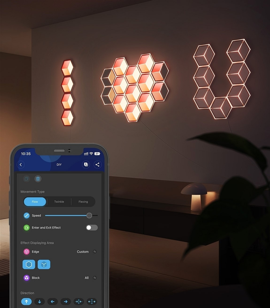 Настінний світильник Govee H106A Glide Hexagon Light Panels Ultra expansion pack, 1шт, RGBIC, WI-FI/Bluetooth Фіолетовий (6974316999287) - зображення 6
