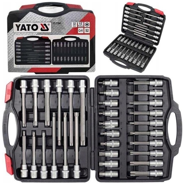 Zestaw nasadek TORX YATO do kwadratu 1/2" T20-T70 l= 55-200 mm 32 elementy (5906083071300) - obraz 2