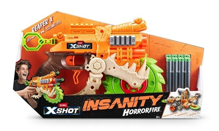 Бластер XSHOT Insanity Horrorfire Reaper-x з 8 м'якими кульками 36730 (4894680033368) - зображення 1