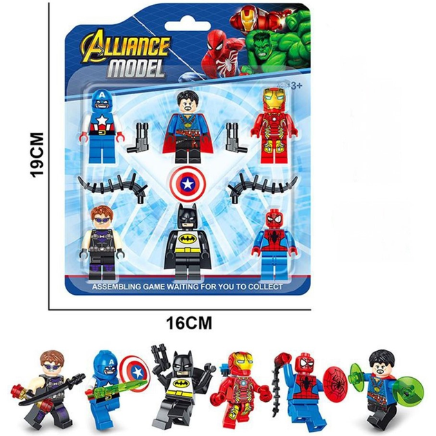 Набор фигурок Marvel супергерои 6 шт Alliance Model 1297e
