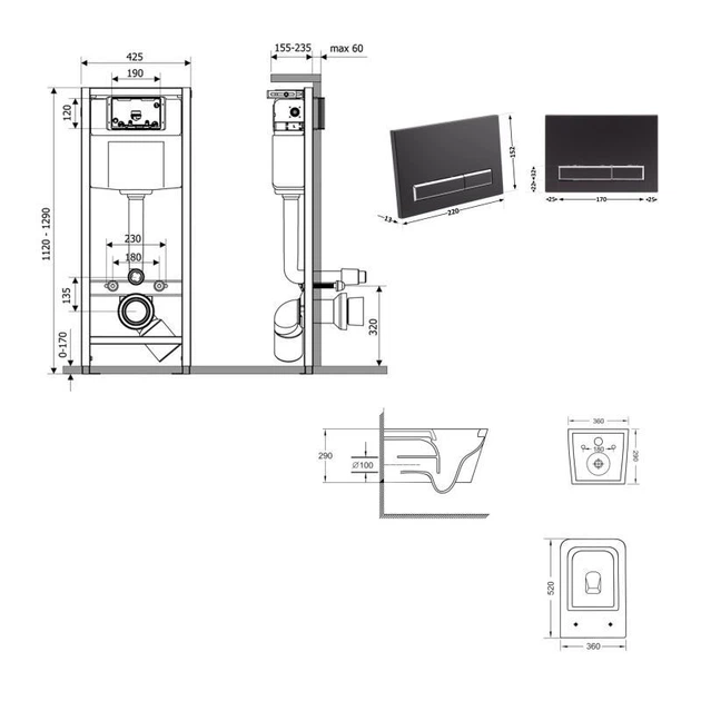Инсталляция 4 в 1 Qtap Nest Crow Черный (QT05335172W48196) - изображение 2