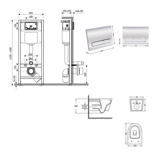 Инсталляция 4 в 1 Qtap Nest Swan Хром (QT16335180W48200) - изображение 2