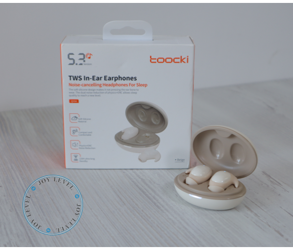Навушники-беруші для сну безпровідні Toocki TWS 300мАг Bluetooth 5.3 з шумоізоляцією ANC - TQ-EJ16 Колір Бежевий - зображення 2