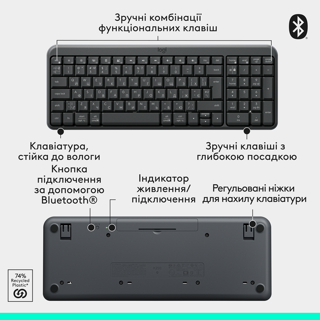 Комплект клавіатура + миша Logitech MK250 бездротовий сірий (920-013823) - зображення 5