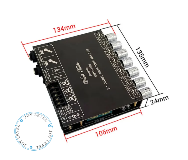 Усилитель звука с караоке 2.1 канал ZK-AM100 50x2 плюс 100 Ватт выход на сабвуфер D-класс на базе TPA3116D2 - Цвет Чёрный - изображение 7