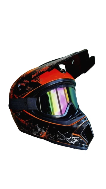 Мотошолом ендуро кросовий Helmet Orange + окуляри Standard - зображення 2