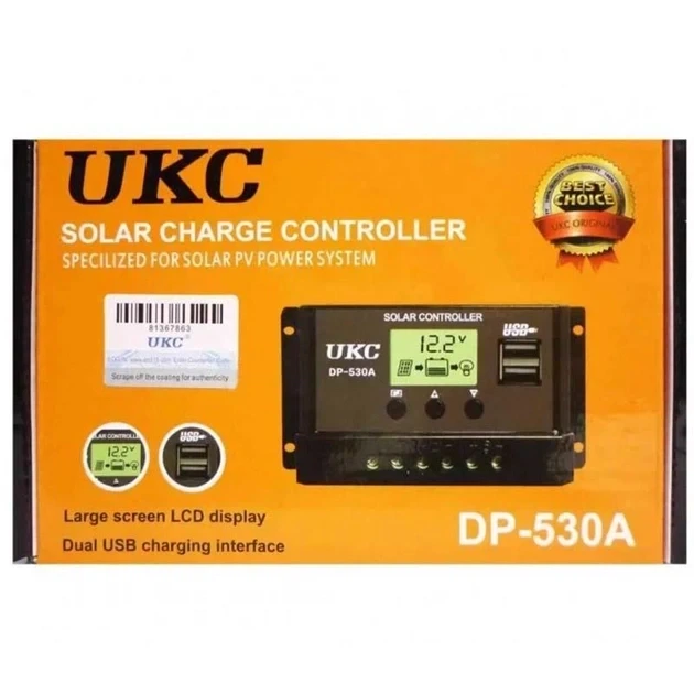 Контроллер заряда солнечной батареи UKC DP-530A 30A с USB - Фото 3 Контроллер заряда солнечной батареи UKC DP-530A 30A с USB - изображение 3