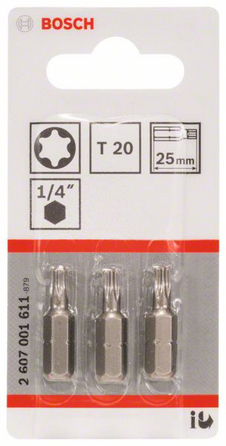 Набір біт Bosch T20 x 25 мм 3 шт (3135140301377) - зображення 1