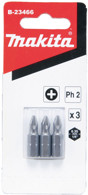 Zestaw bitów Makita PH2 x 25 mm 3 szt (0088381407991) - obraz 1