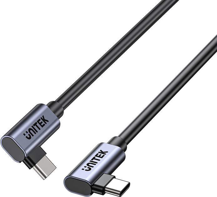 Kabel Unitek USB-C PD 100W Dual 90 Degree 0.5 m Black (C14147ABK01-0.5M) - obraz 2