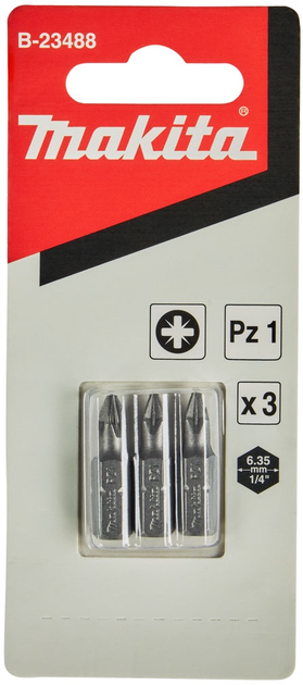 Zestaw bitów Makita PZ1 x 25 mm 3 szt (0088381408011) - obraz 1