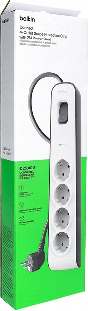 Мережевий фільтр Belkin Surge Protectors 4 розетки (BSV400VF2M-V2) - зображення 4